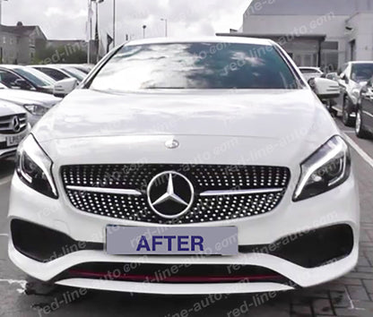 Pre-facelift Mercedes W176 A-Class Hatchback AMG Black A45 Front Grille, Chrome Diamond