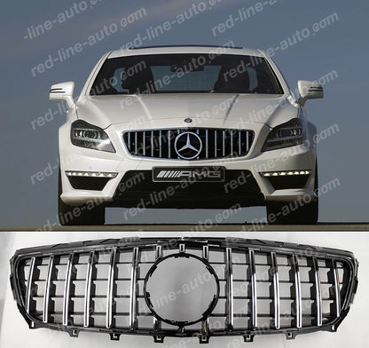 Pre-facelift Mercedes W218 CLS Coupe C218 Shooting Brake X218 AMG Black GT Grille, Chrome Panamericana