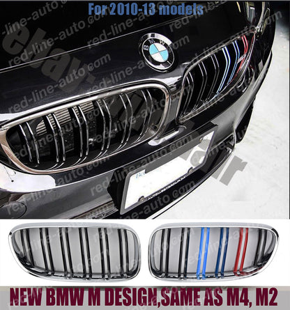 Facelift BMW E92 Coupe E93 Convertible Black Twin-bar Grille, M-Power Tri-Colour Chrome Rim