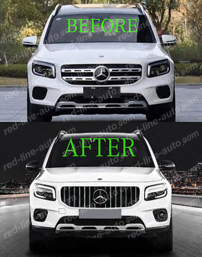 Pre-facelift Mercedes X247 GLB SUV Non-AMG Black Sports GT Front Grille, Chrome Panamericana