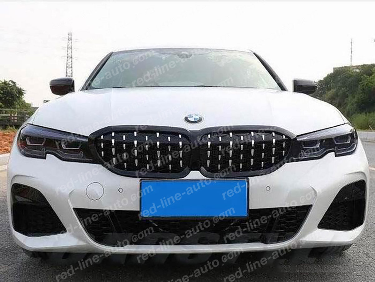 Pre-Facelift BMW 3 Series G20 Saloon G21 Estate M-Power Black Front Grille, Chrome Diamond