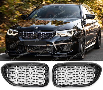 Pre-Facelift BMW G30 5 Series Saloon G31 Estate F90 M5 M-Power Grille, Black Diamond