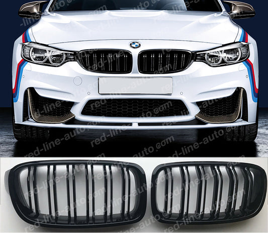 BMW 3 Series F30 Saloon F31 Estate M-Performance Front Grille, Full Gloss Black Dual-slat