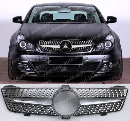 Facelift Mercedes W219 CLS Coupe C219 Iridium Silver AMG CLS63 Front Grille, Chrome Diamond