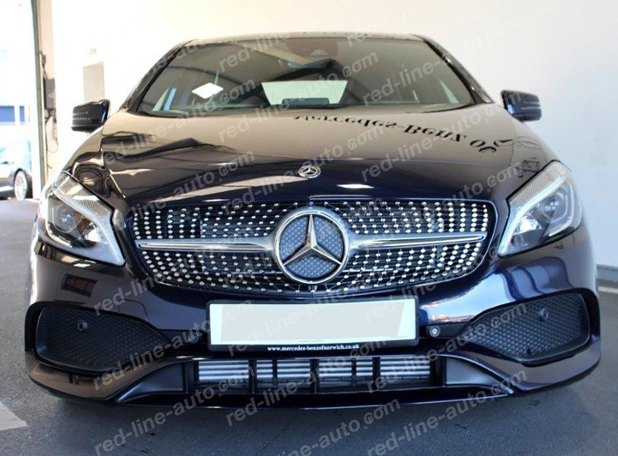 Pre-facelift Mercedes W176 A-Class Hatchback AMG A45 Diamond Front Grille, Iridium Silver