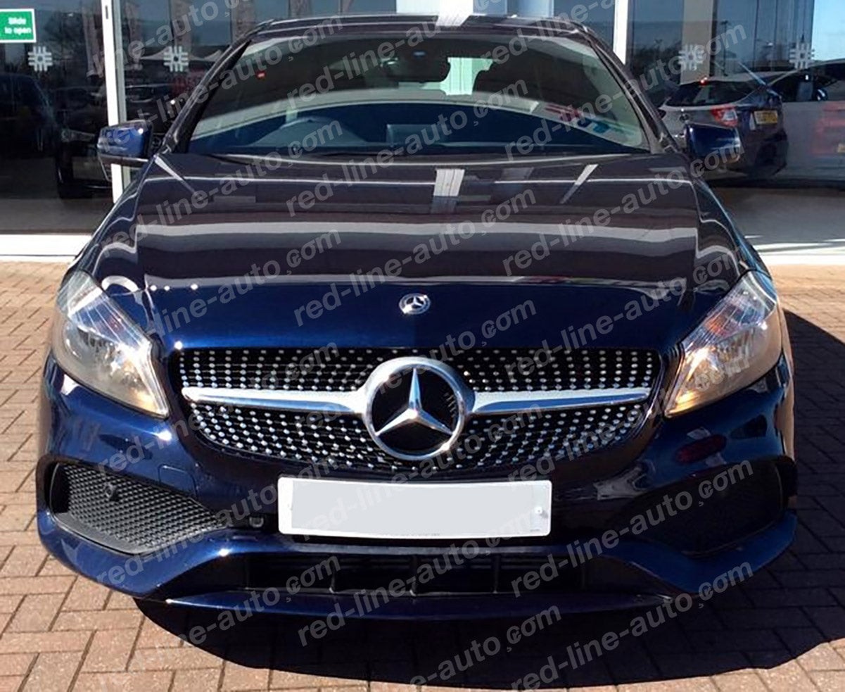 Pre-facelift Mercedes W176 A-Class Hatchback AMG A45 Diamond Front Grille, Iridium Silver