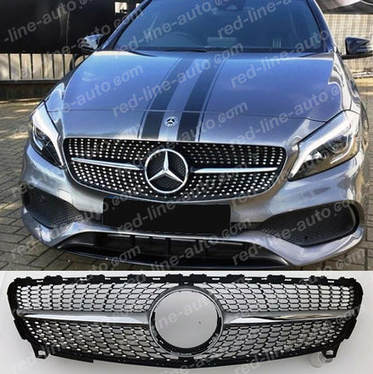 Facelift Mercedes W176 A-Class Hatchback AMG Diamond A45 Front Grille, Iridium Silver