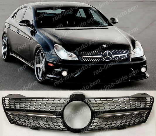 Pre-facelift Mercedes W219 Coupe C219 CLS 55 CLS63 Black AMG Front Grille, Chrome Diamond