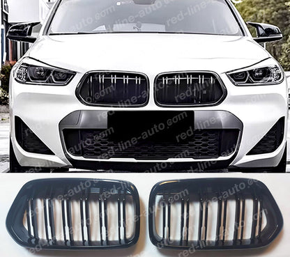 BMW F39 X2 SUV M-Performance Front Grille, Full Gloss Black Double-Bar