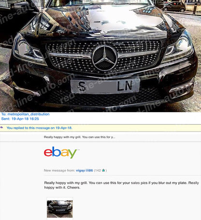 Mercedes W204 C-Class Saloon S204 Estate A204 Coupe AMG Black Front Grille, Chrome Diamond