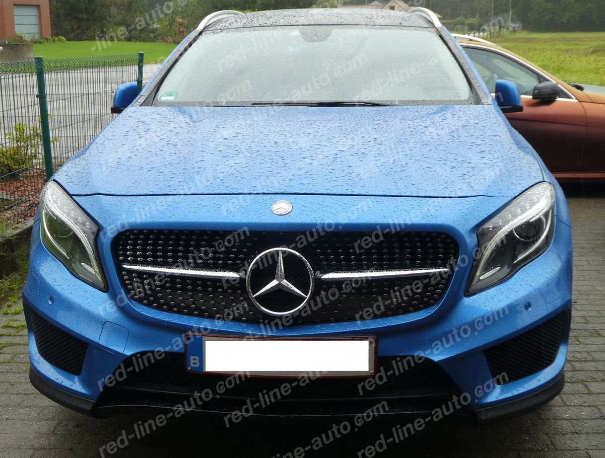 Pre-facelift Mercedes X156 GLA SUV Black AMG GLA45 Front Grille, Chrome Diamond