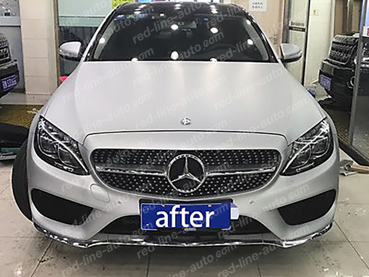 Pre-Facelift Mercedes W205 C-Class Saloon S205 Estate C205 Coupe A205 Convertible Black AMG Grille, Chrome Diamond With-Camera