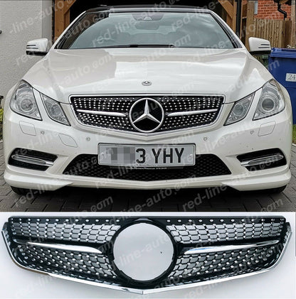 Pre-facelift Mercedes W207 E-Class Coupe C207 Convertible A207 Black AMG Front Grille, Chrome Diamond