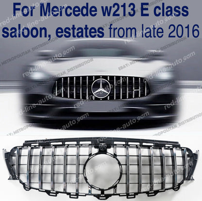 Pre-facelift Mercedes W213 E-Class Saloon S213 Estate E43 E53 AMG Black GT Grille, Chrome Panamericana