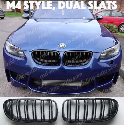 Facelift BMW 3 Series E92 Coupe E93 Convertible M-Performance Grille, Gloss Black Double-bar