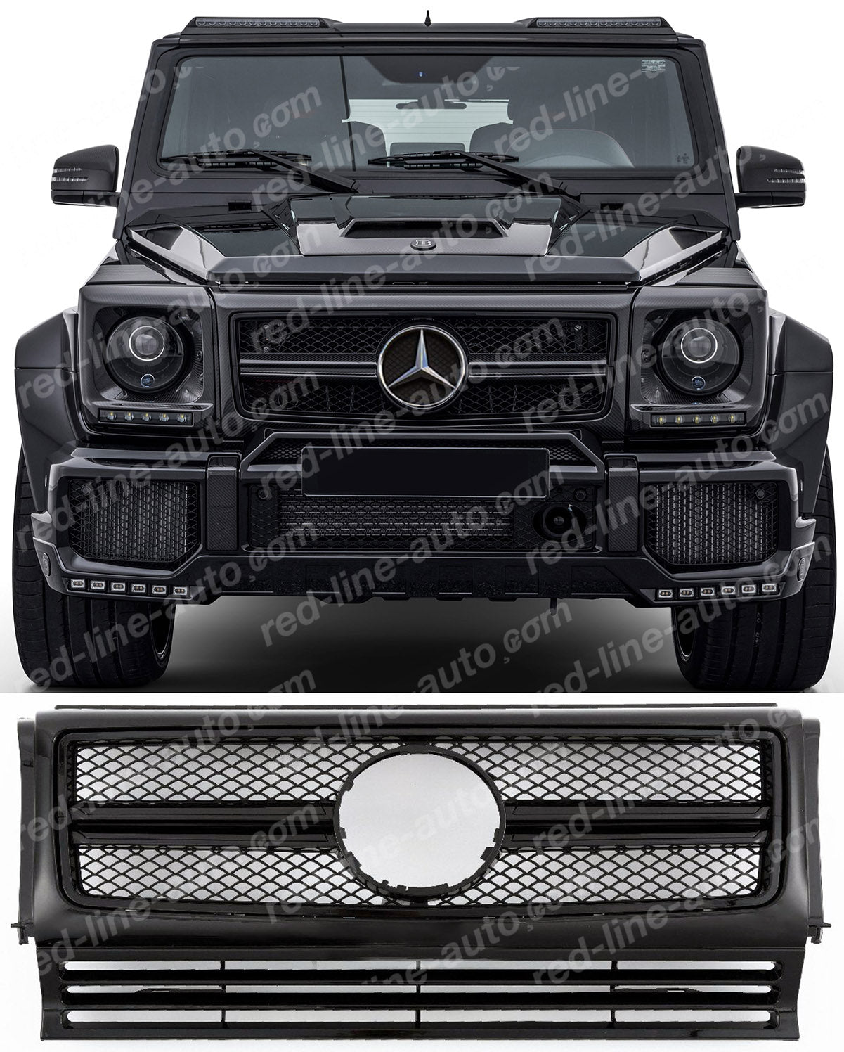 1990-18 Mercedes W463 G-Class SUV Wagon AMG G65 Single-bar Front Grille, Full Obsidian Black