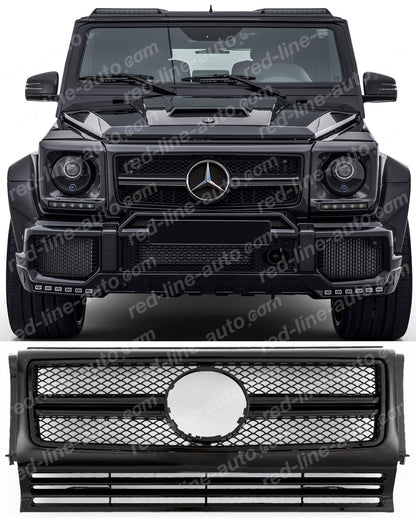 1990-18 Mercedes W463 G-Class SUV Wagon AMG G65 Single-bar Front Grille, Full Obsidian Black