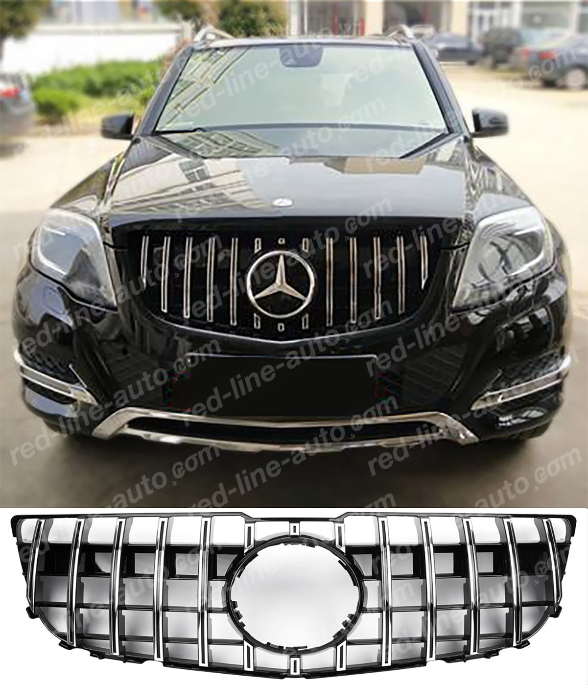 Facelift Mercedes-Benz X204 GLK-Class SUV Black AMG Grille, Chrome Panamericana GLC63-look