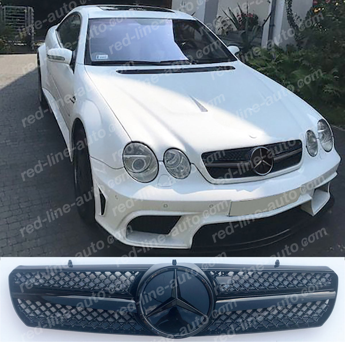 Mercedes W215 CL-Class C215 Coupe AMG Single-bar Front Grille with STAR, Full Gloss Black