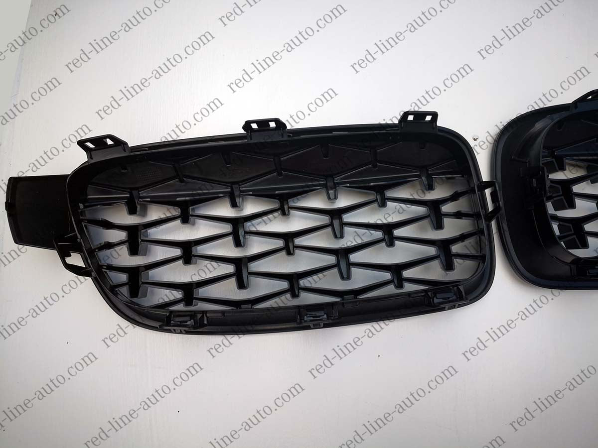 BMW 3 Series F30 Saloon F31 Estate M-Power Front Grille, Black With Chrome Diamond