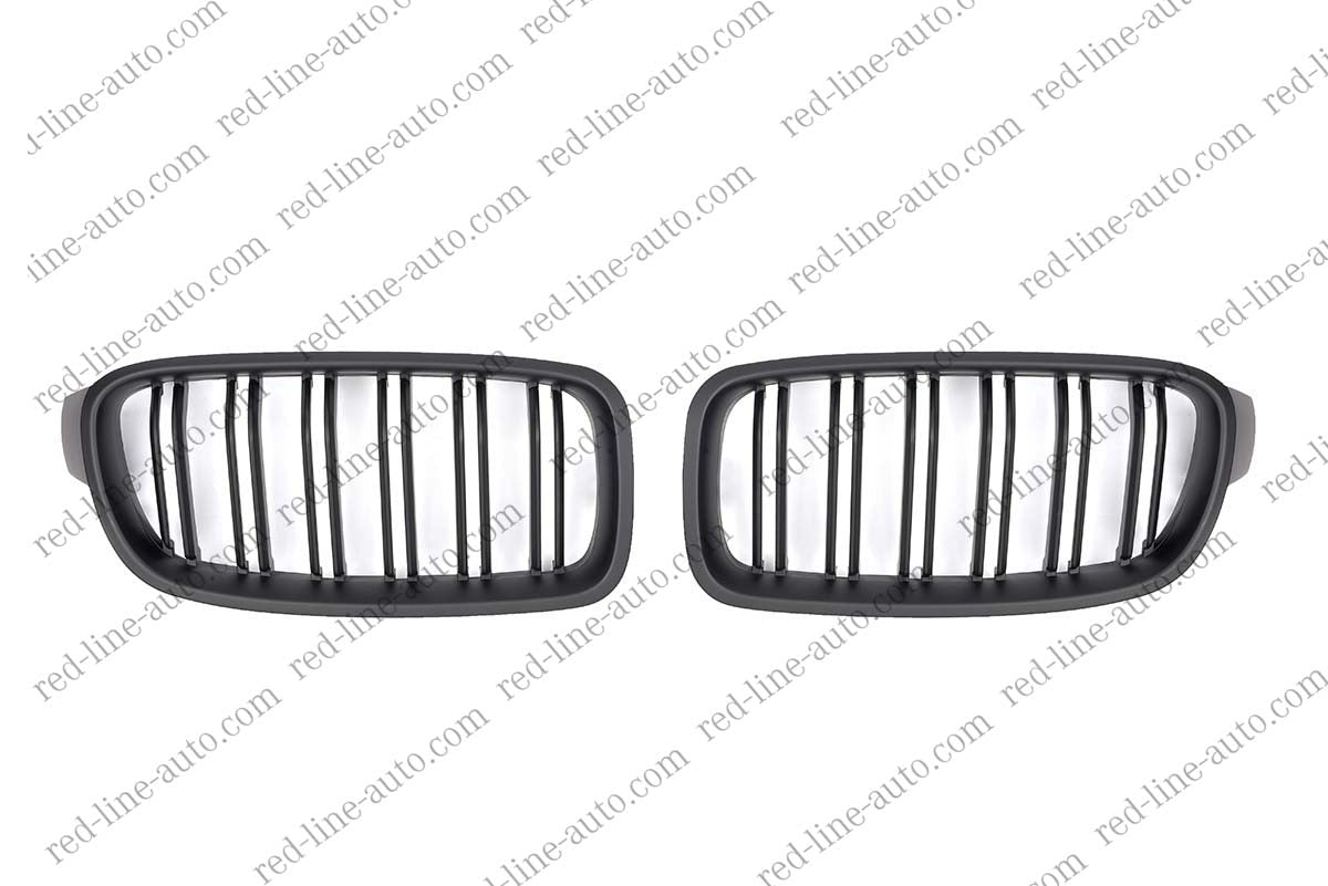 BMW 3 Series F30 Saloon F31 Estate M-Performance Front Grille, Full Matte Black Twin-bar