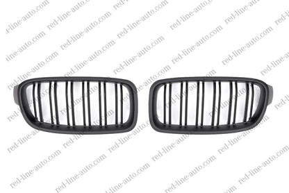 BMW 3 Series F30 Saloon F31 Estate M-Performance Front Grille, Full Matte Black Twin-bar