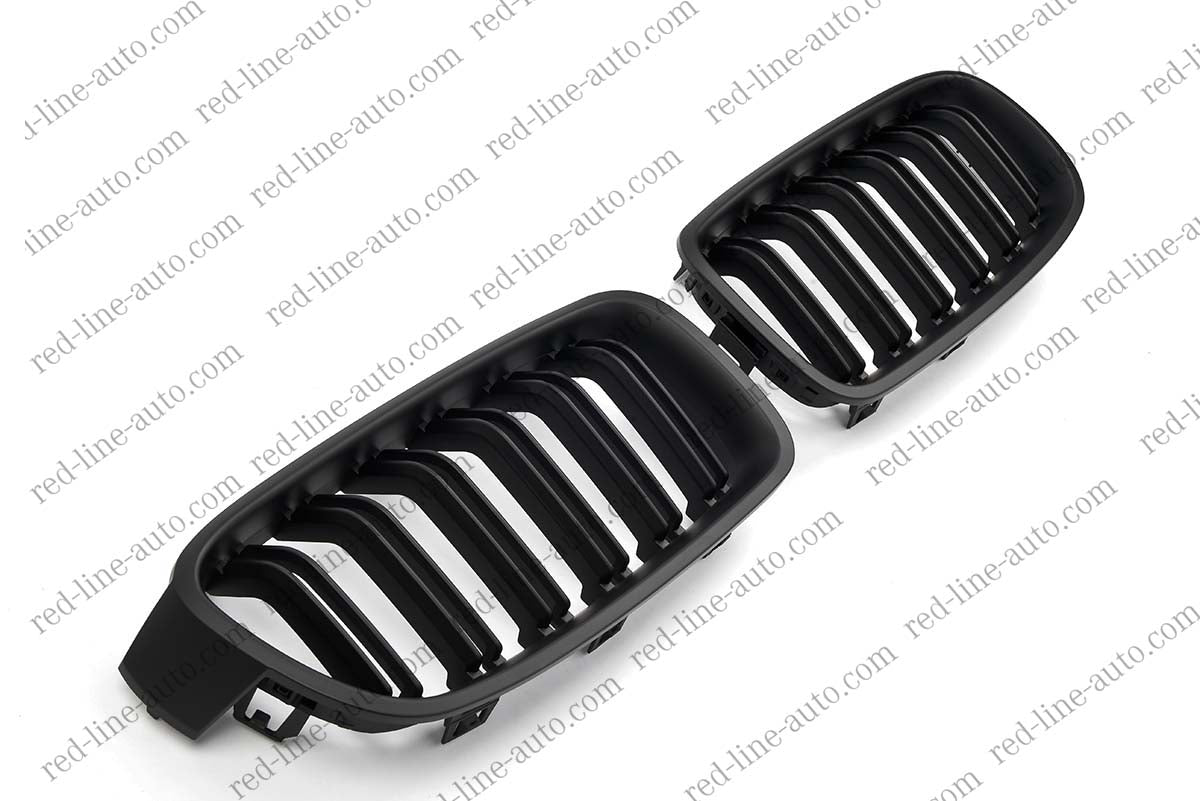 BMW 3 Series F30 Saloon F31 Estate M-Performance Front Grille, Full Matte Black Twin-bar